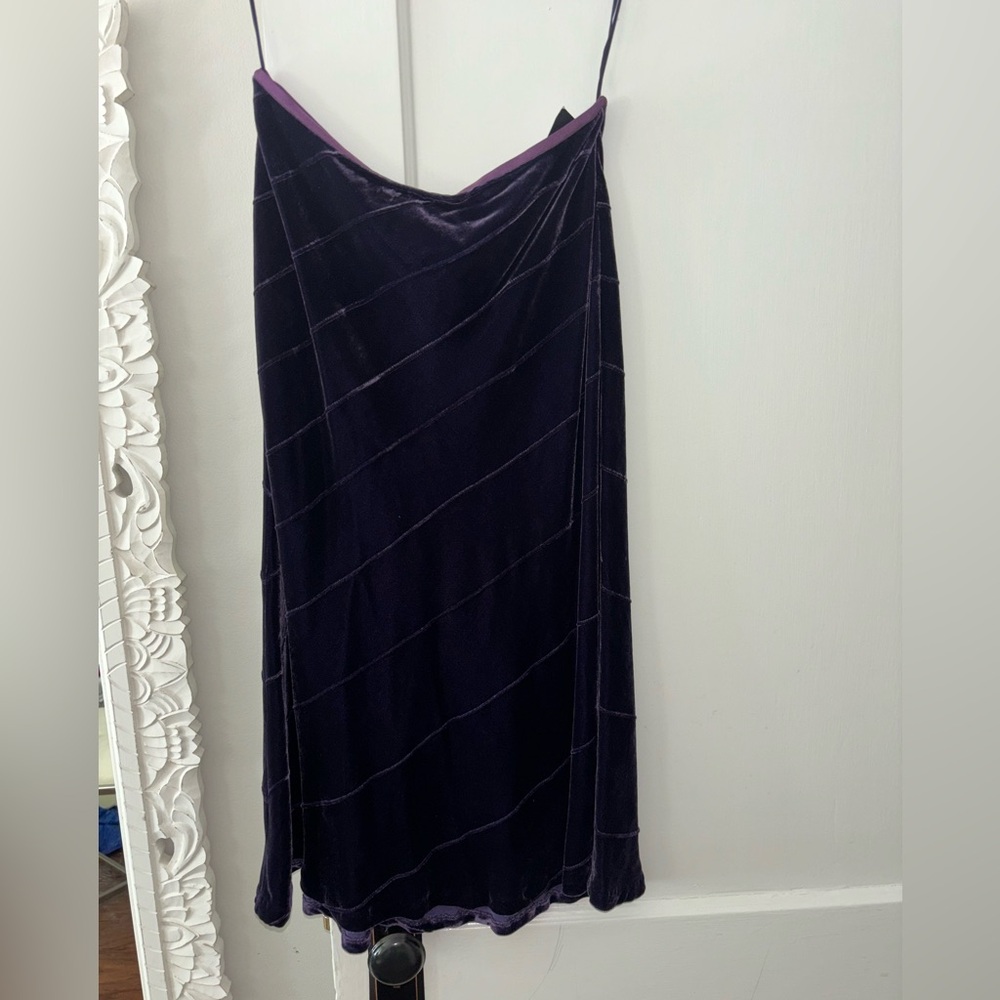 NWT Ralph, Lauren, stripe deep purple velvet skirt